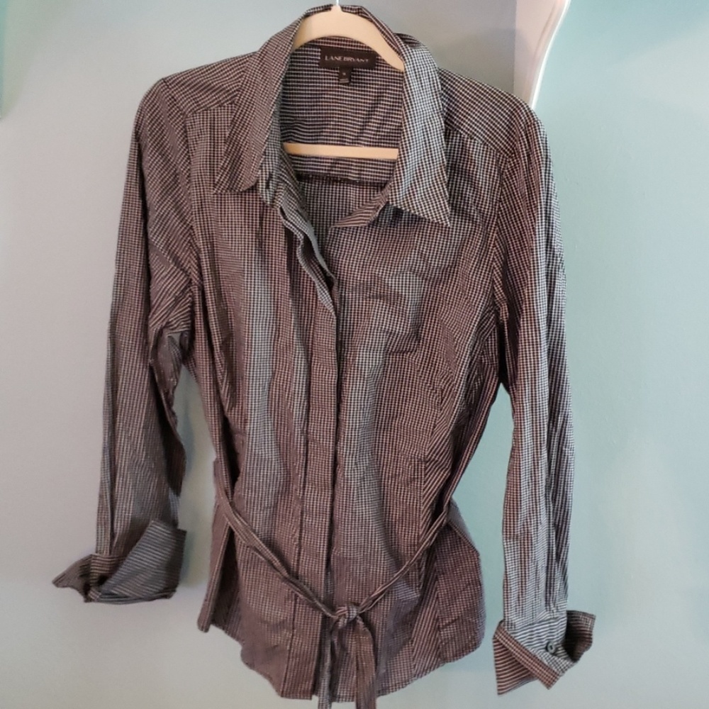 Lane Bryant checkered shirt w belt size 16